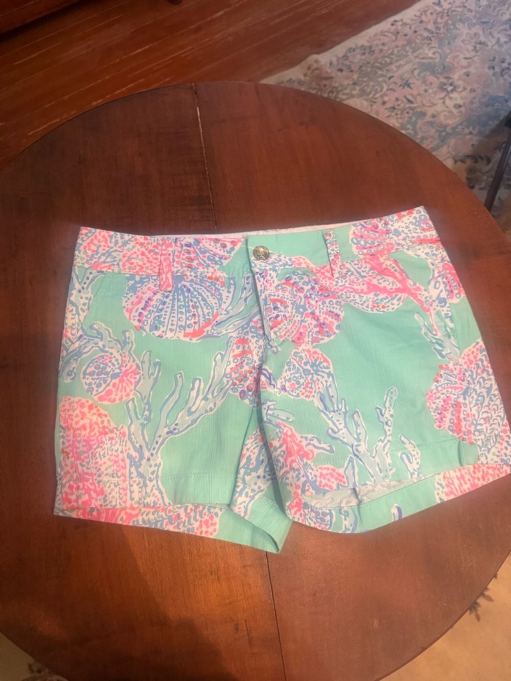 Lilly Pulitzer Shorts Womens size 6 Multicolor Callahan Chino Minty Fresh Fansea